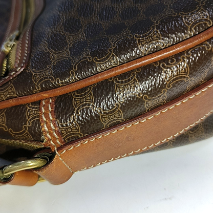 CELINE Brown Coated Canvas Triumph Gate Single Shoulder Crossbody Bag Golden hardware-(SKU)-14339227