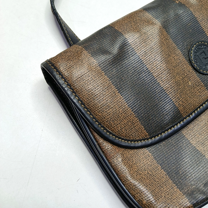 FENDI Pequin Brown Coated Canvas Relief Single Shoulder Bag Crossbody Bag Golden hardware-(SKU)-943935184