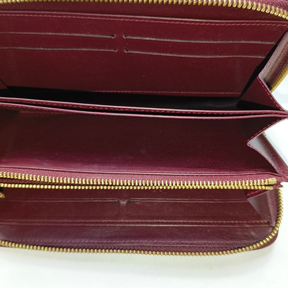 LOUIS VUITTON Burgundy Cowhide Monogram Embossed Wallet Golden hardware-(SKU)-956443743