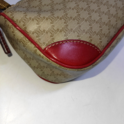 CELINE Khaki Coated Canvas Triumph Grained Shoulder Bag Handbag Golden hardware-(SKU)-942940158