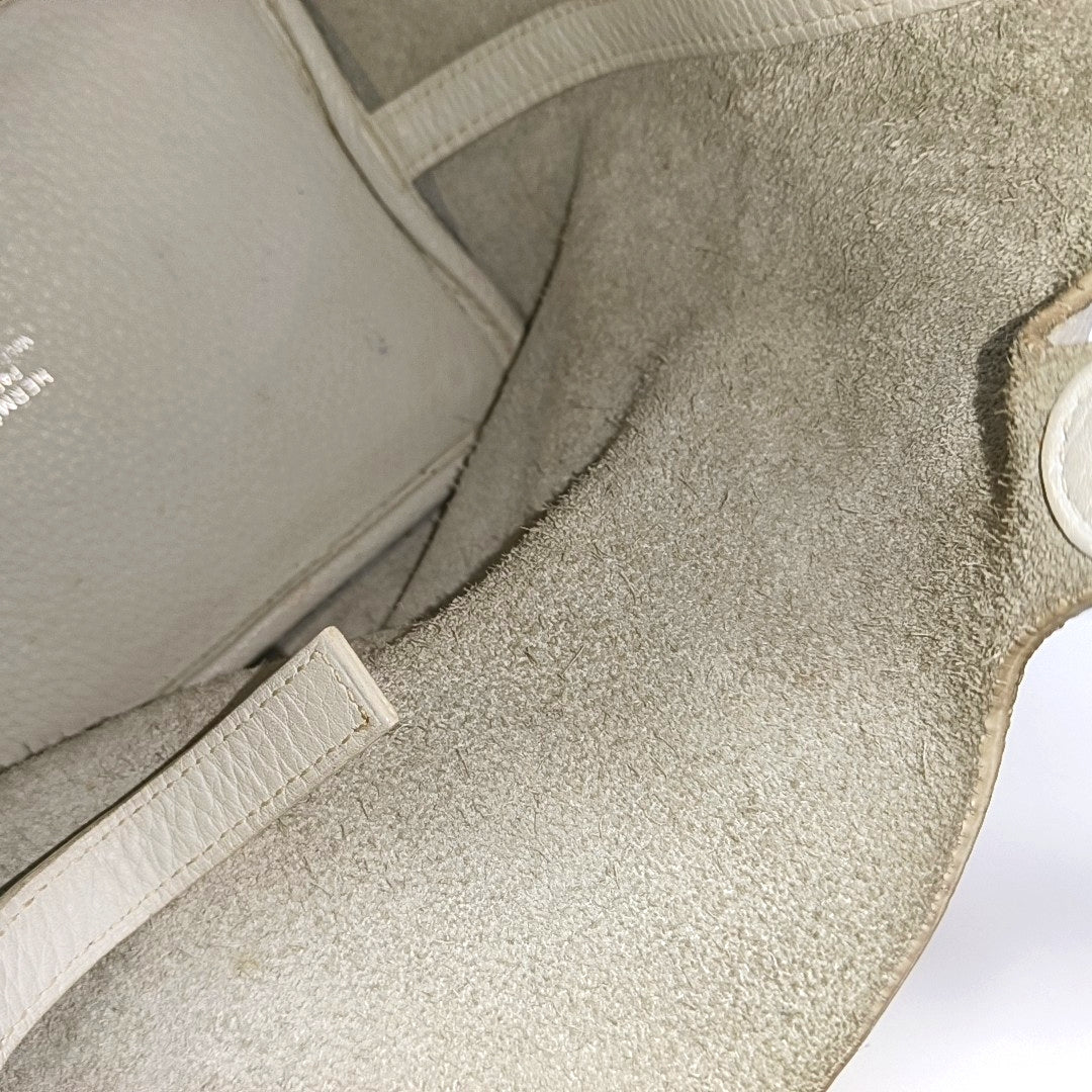 HERMÈS Picotin 18 White Clemence Leather Basket Handbag Silver Hardware 🄵 Engraving-(SKU)-971056955