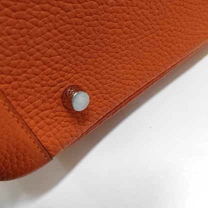 HERMÈS Lindy 34 Hermes Orange Clemence Leather Lindy Bag Crossbody Bag Handbag Silver Hardware X Engraving-(SKU)-955680085