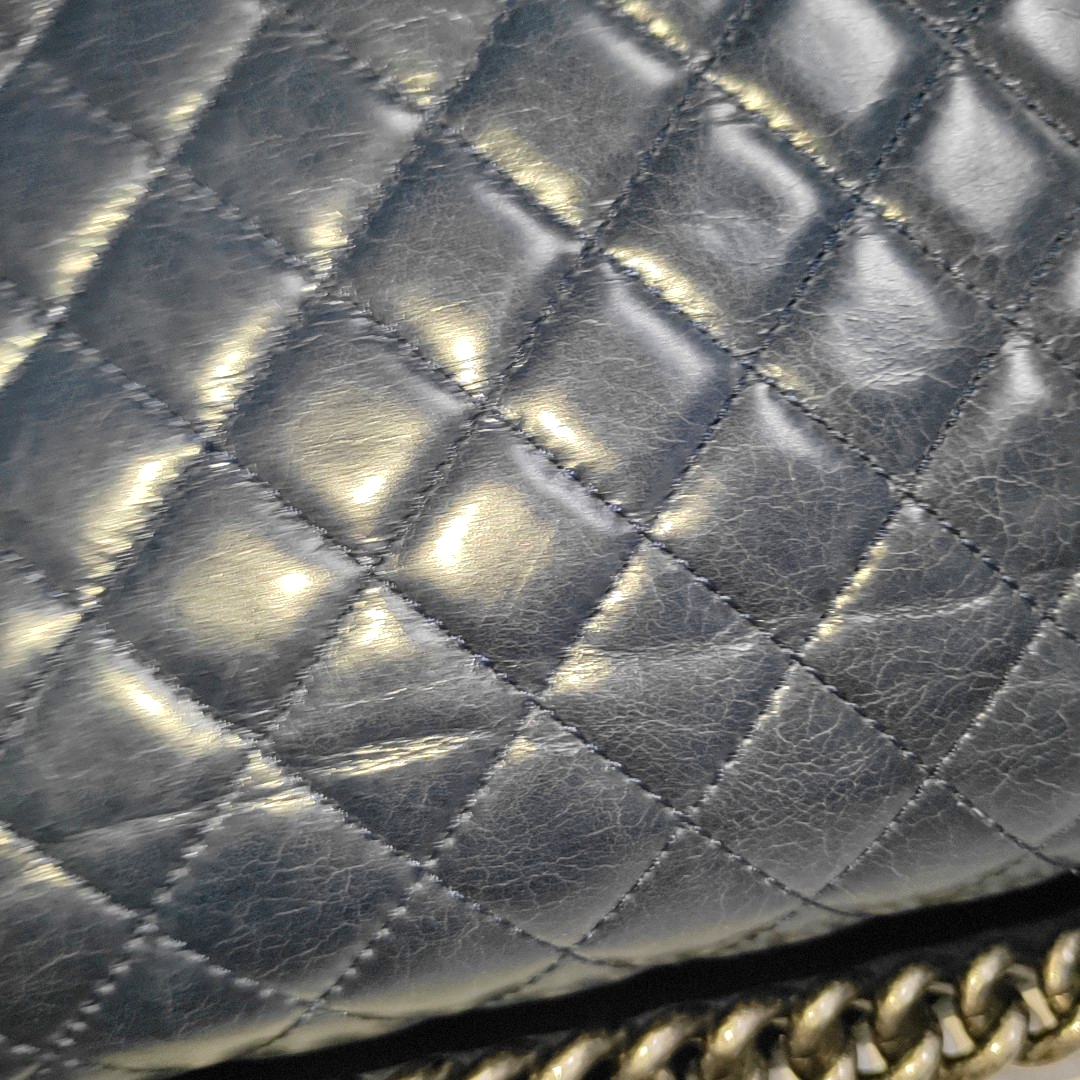 CHANEL BOY CHANEL Large Dark Blue Calfskin Quilted Shoulder Bag Backpack with Detachable Strap Rhodium Hardware 21 Compartments-(SKU)-931094440