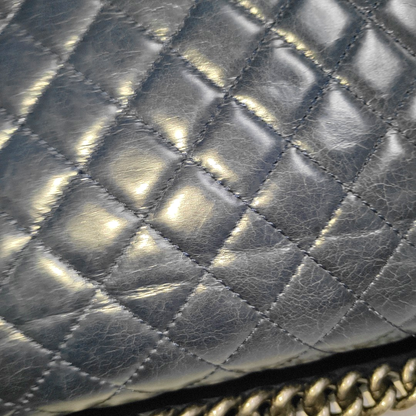 CHANEL BOY CHANEL Large Dark Blue Calfskin Quilted Shoulder Bag Backpack with Detachable Strap Rhodium Hardware 21 Compartments-(SKU)-931094440