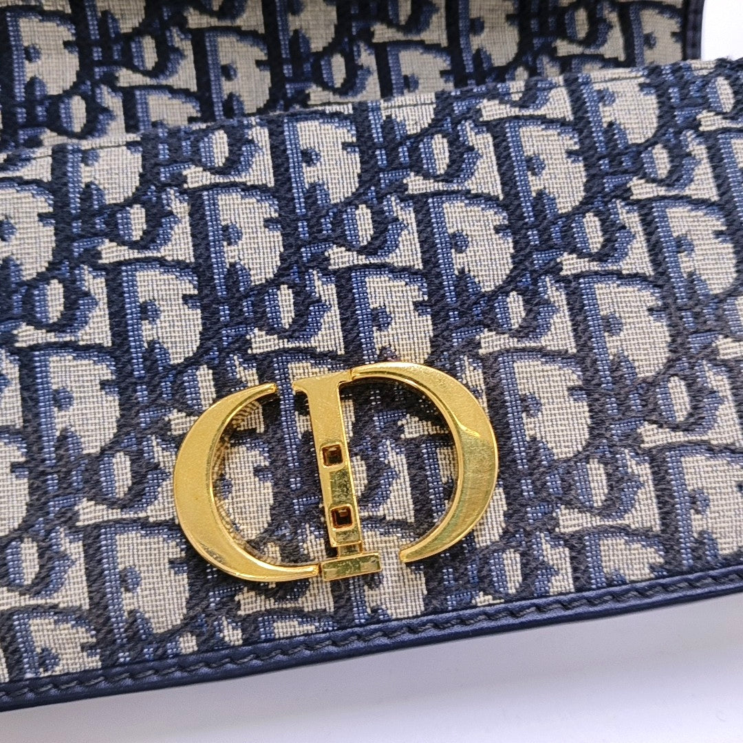 DIOR 30 Montaigne East-West blue canvas Monogram jacquard Montaigne bag shoulder bag crossbody bag removable shoulder strap-(SKU)-966152938