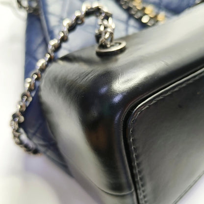 CHANEL GABRIELLE Small Dark Blue Calfskin Quilted Bag Backpack with Mixed Hardware 26 Compartments-(SKU)-968115446