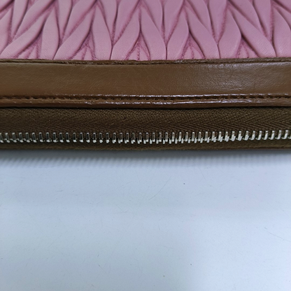 Miu Miu Pink sheepskin quilted wallet Silver Hardware-(SKU)-950469660