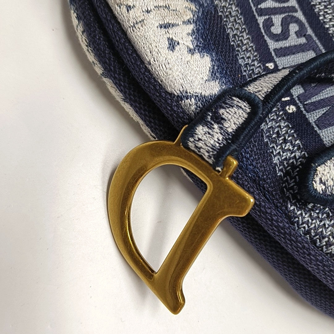 DIOR Saddle Small Size Patchwork Canvas Saddle Bag Single Shoulder Bag with Gold Hardware-(SKU)-971290552