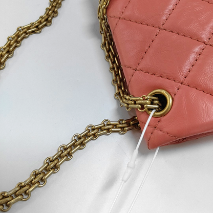CHANEL 2.55 Pink Lamb Skin Quilted Shoulder Bag and Crossbody with Detachable Strap, Gold Hardware, 30 Compartments-(SKU)-959226683
