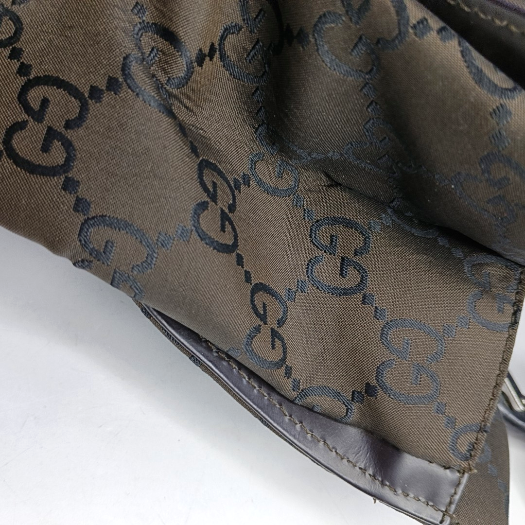 GUCCI Bamboo 1947 Brown Canvas Bamboo Handle Tote Bag Silver Hardware-(SKU)-953508975