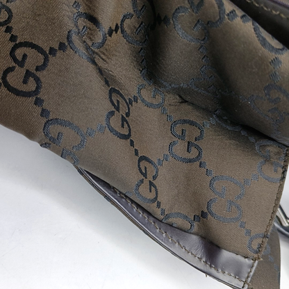 GUCCI Bamboo 1947 Brown Canvas Bamboo Handle Tote Bag Silver Hardware-(SKU)-953508975