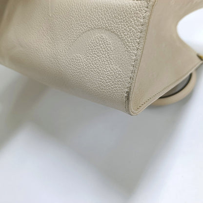 LOUIS VUITTON ONTHEGO Medium-sized Beige Leather Monogram Embossed Jungle Bag Shoulder Bag Tote Bag Golden Hardware-(SKU)-966297097