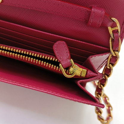 PRADA Pink Cowhide Crosshatch Crossbody and Shoulder Bag Golden hardware Removable shoulder strap-(SKU)-956276892
