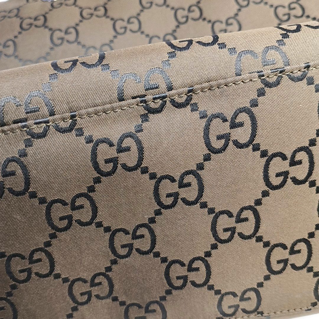 GUCCI Bamboo 1947 Brown Canvas Bamboo Handle Tote Bag Silver Hardware-(SKU)-953508975
