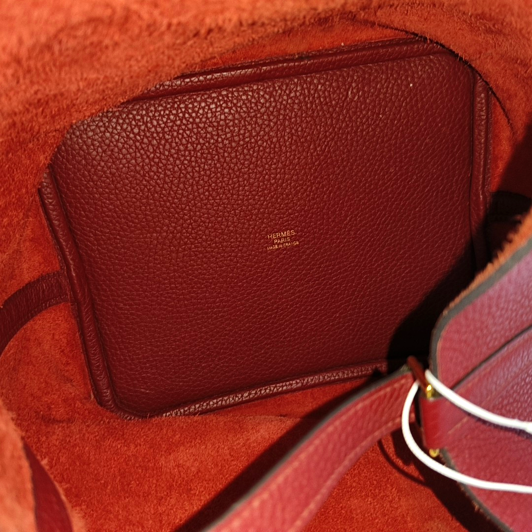 HERMÈS Picotin Lock 22 Pomegranate Red Clemence Leather Picotin Lock Handbag Gold Hardware Y Engraved-(SKU)-955861432