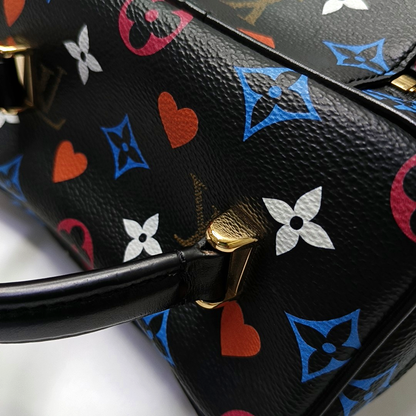 LOUIS VUITTON NICE Small Size Black Coated Canvas Printed Shoulder Bag, Tote Bag, Crossbody Bag with Golden Hardware and Detachable Strap-(SKU)-956355268