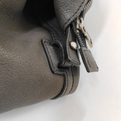 YSL EASY Medium size Dark Grey Leather Quilted Handbag Silver Hardware-(SKU)-955054552
