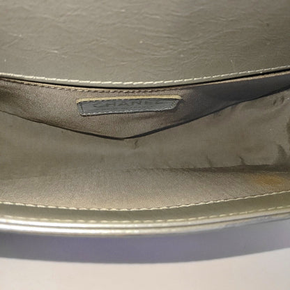 CHANEL BOY CHANEL Medium Silver Calfskin Quilted Shoulder Bag Crossbody Handbag Palladium Hardware 23 Clasp-(SKU)-969782038