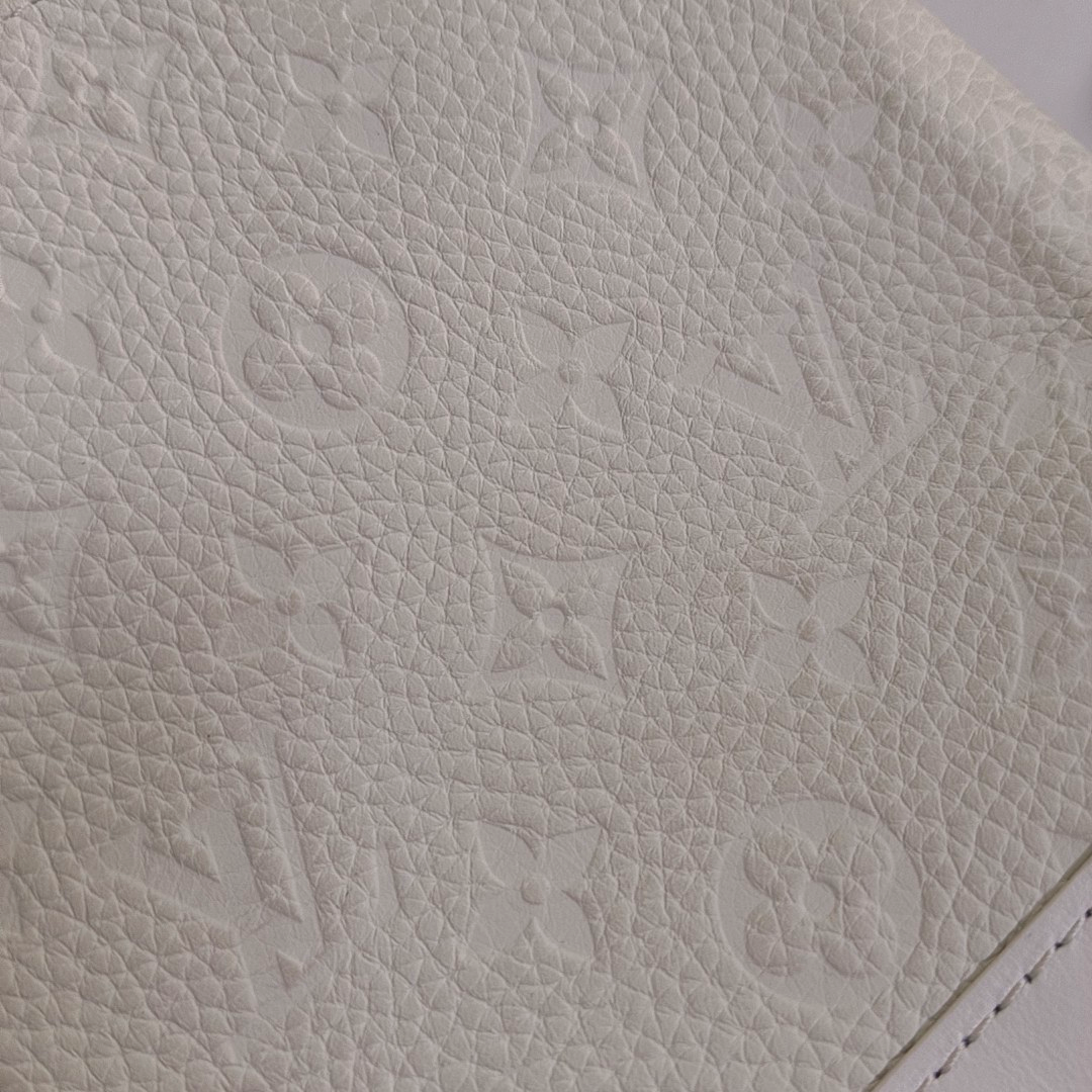 LOUIS VUITTON STEAMER Extra Small Size White Calfskin Monogram Embossed Crossbody Shoulder Bag Black Hardware Removable Shoulder Strap-(SKU)-961736730