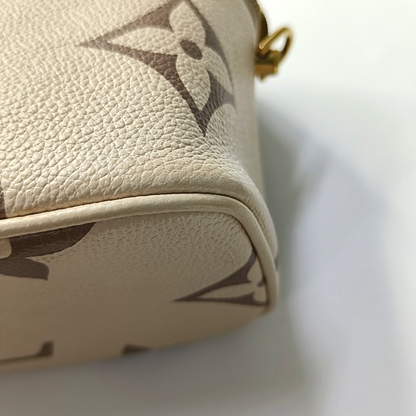 LOUIS VUITTON NICE Small Beige Calfskin Monogram Embossed Shoulder Bag Tote Bag Crossbody Bag Gold Hardware Removable Strap-(SKU)-964789653