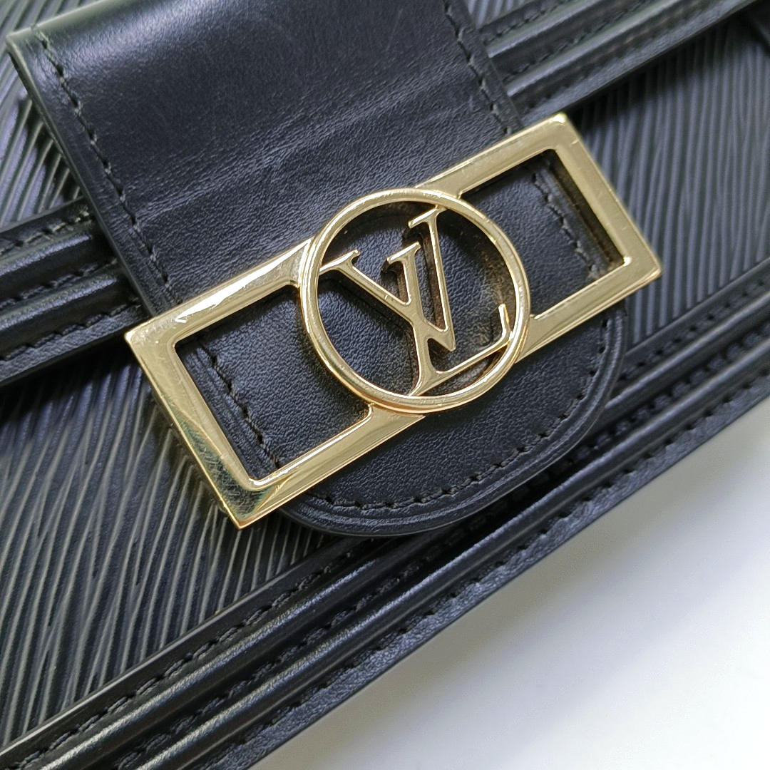 LOUIS VUITTON DAUPHINE Mini Black EPI Leather Monogrammed Daffodil Shoulder Bag Crossbody Bag with 2 Detachable Straps-(SKU)-957256164