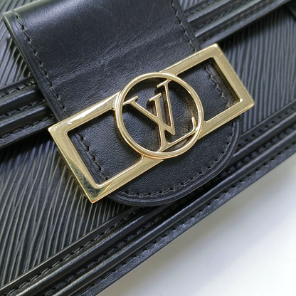 LOUIS VUITTON DAUPHINE Mini Black EPI Leather Monogrammed Daffodil Shoulder Bag Crossbody Bag with 2 Detachable Straps-(SKU)-957256164