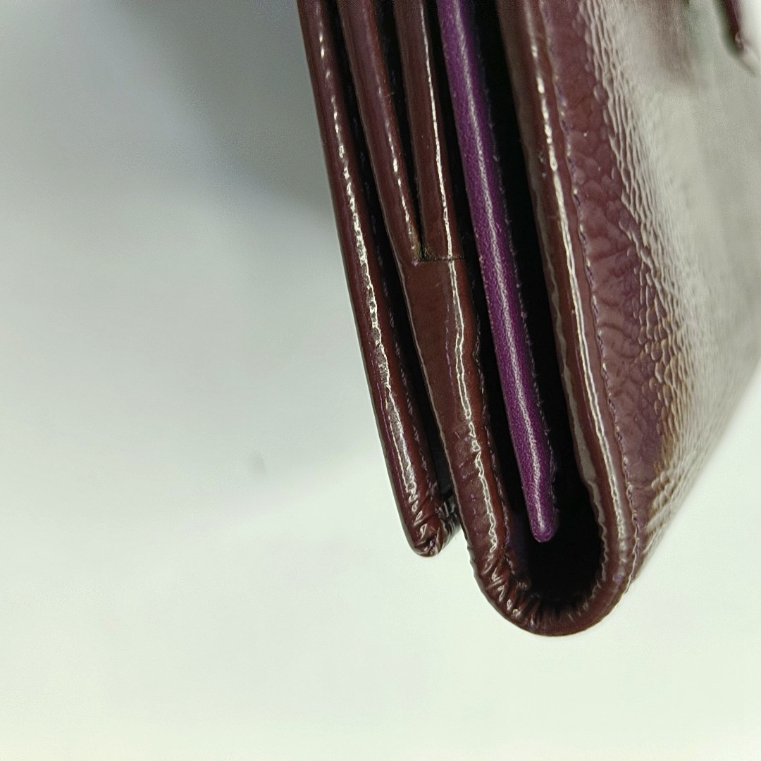 YSL Pink Purple Leather Embossed Wallet-(SKU)-954355726