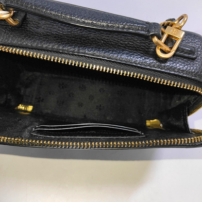 TORY BURCH Britten Black cowhide crossbody bag shoulder bag tote bag Golden hardware Removable shoulder strap-(SKU)-942990100