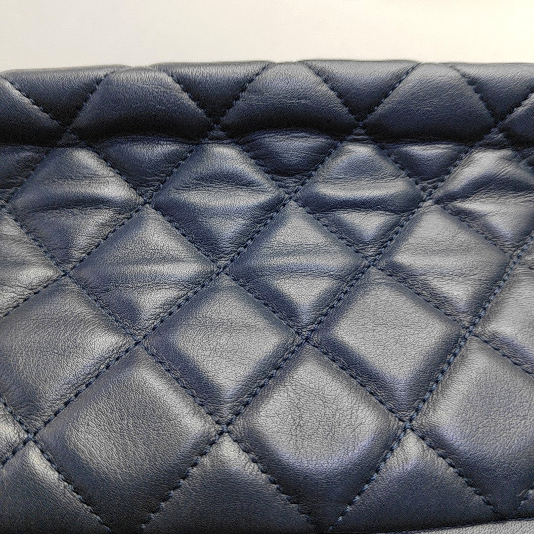 CHANEL PORTOBELLO Blue Calfskin Quilted Crossbody Shoulder Bag with Palladium Hardware, 22K-(SKU)-967668777