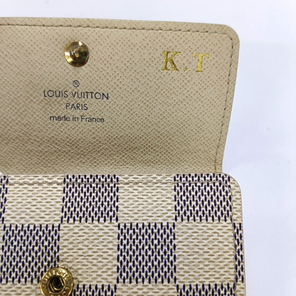 LOUIS VUITTON White Coated Canvas Checkerboard Key Case Golden hardware-(SKU)-955829929