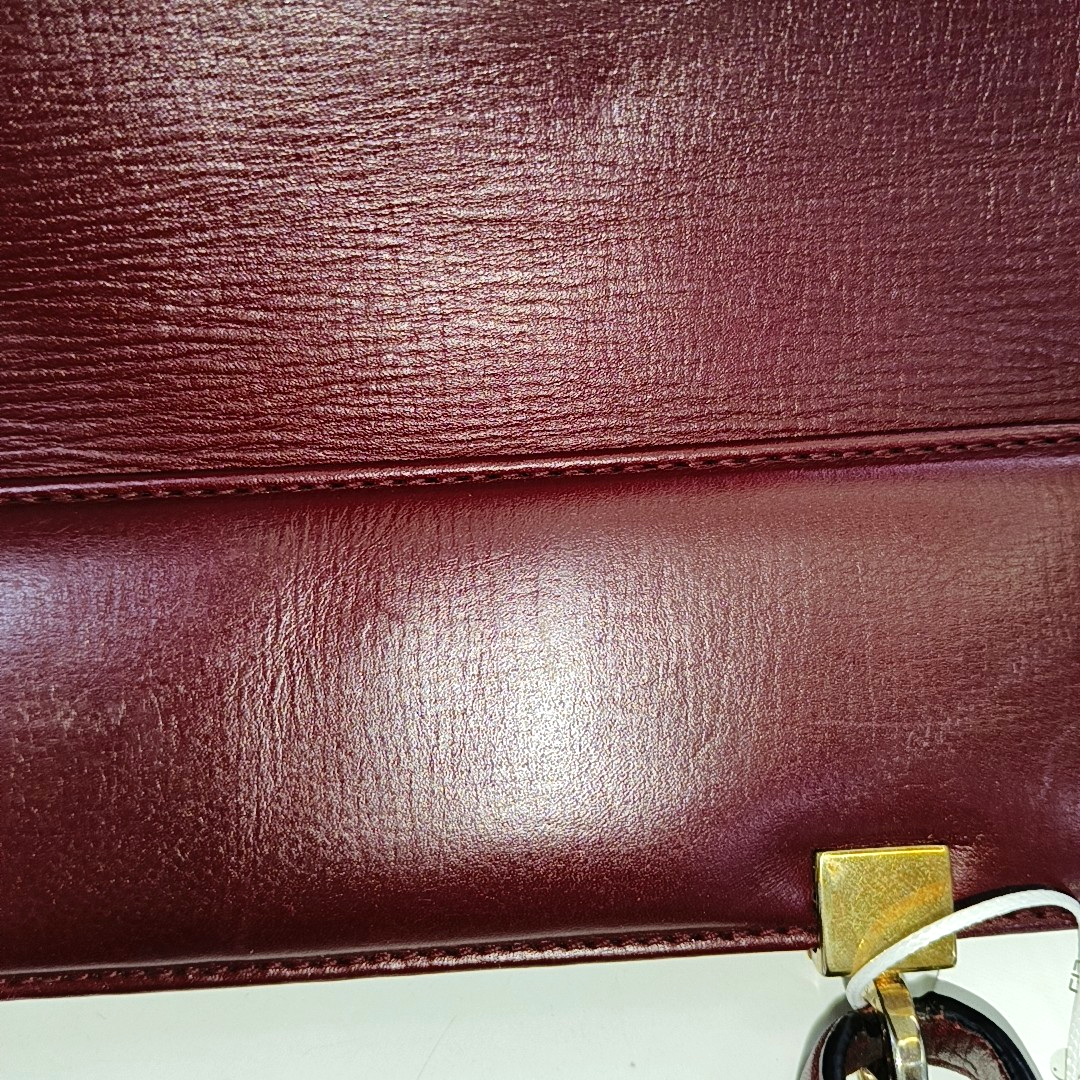 BVLGARI ISABELLA ROSSELLINI Burgundy Cowhide Single Shoulder Bag Handbag Crossbody Golden hardware Removable shoulder strap-(SKU)-931850112