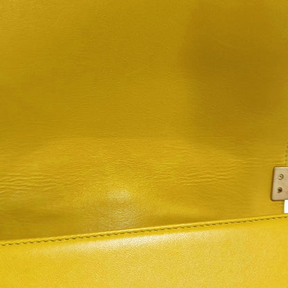 CHANEL BOY CHANEL Medium Yellow Lamb Skin Quilted V Crossbody Bag Shoulder Bag Golden Hardware 24 Clasp Removable Shoulder Strap-(SKU)-966291134