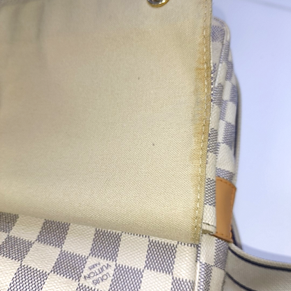 LOUIS VUITTON NAVIGLIO White Coated Canvas Chessboard Plaid Single Shoulder Bag Tote Crossbody Golden hardware-(SKU)-946272112