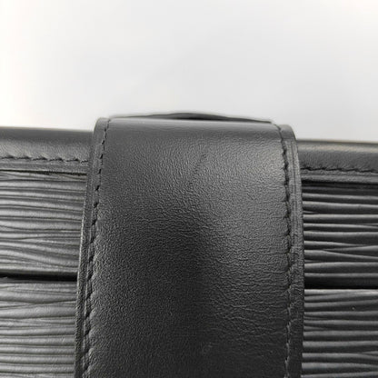 LOUIS VUITTON PETITE MALLE Black EPI Calfskin Water Ripple Pattern Crossbody Shoulder Bag Gold Hardware Removable Shoulder Strap-(SKU)-968078089