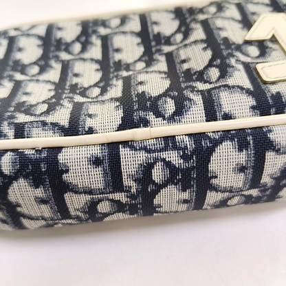 DIOR Rasta Dark Blue Coated Canvas Old Flower Patchwork Handbag Handbag Golden Silver Hardware-(SKU)-954845460