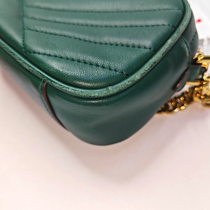 TORY BURCH Kira Small size Dark Green Sheepskin Quilted Crossbody Single Shoulder Bag Golden hardware-(SKU)-936318377