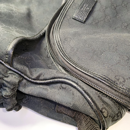 GUCCI Black Canvas Monogrammed Crossbody Shoulder Bag Silver Hardware-(SKU)-956075743
