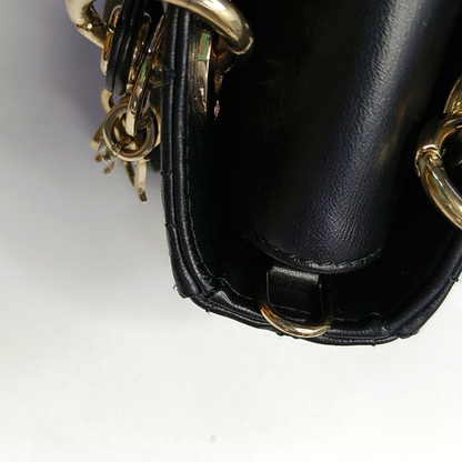 DIOR Lady D-Joy Super Mini Black Lamb Skin Wicker Stitched Crossbody Shoulder Bag Handbag Tote Bag Golden Hardware 2 Removable Straps-(SKU)-960436430