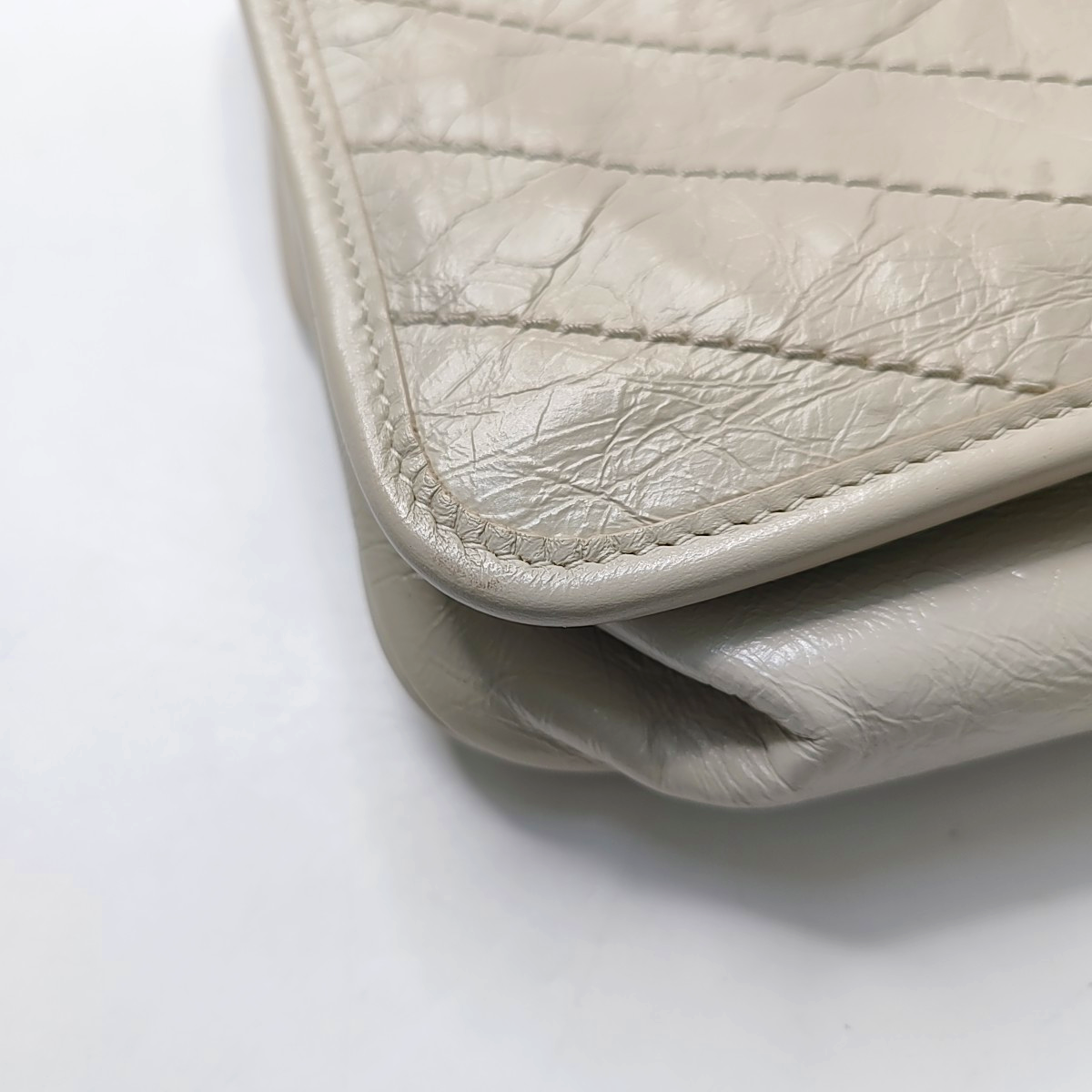 YSL NIKI Small White Calfskin Quilted V-Stripe Shoulder Bag and Crossbody with White Rhodium-Plated Hardware-(SKU)-953133079