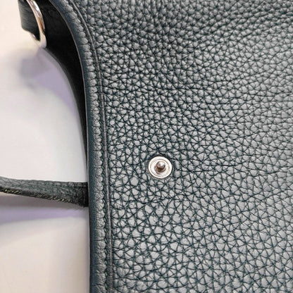 HERMÈS Evelyne 17 Pine Green Clemence Leather Cut-Out Evelyne Bag with Silver Hardware C-(SKU)-968742099