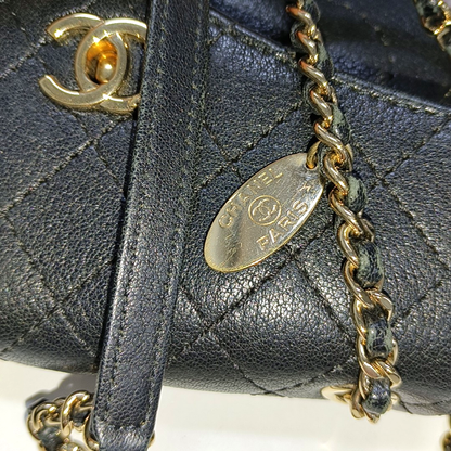 CHANEL NOW AND FOREVER Black Lamb Skin Quilted Crossbody, Shoulder Bag with Golden Hardware 27 Clasp-(SKU)-14471021