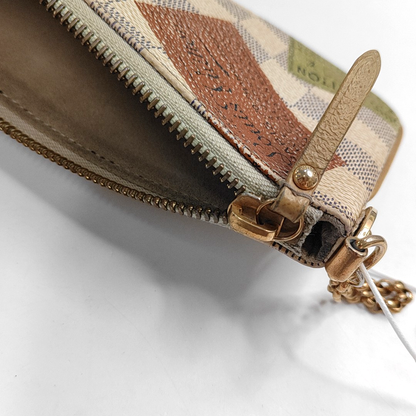 LOUIS VUITTON VINTAGE MILLA White Coated Canvas Checkered Print Crossbody Shoulder Handbag Golden hardware-(SKU)-952341358