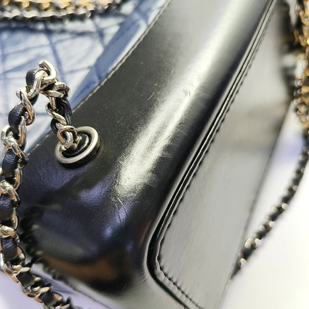 CHANEL GABRIELLE Small Dark Blue Calfskin Quilted Bag Backpack with Mixed Hardware 26 Compartments-(SKU)-968115446