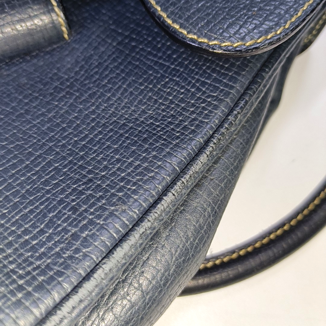 LOEWE Barcelona Dark Blue Cowhide Single Shoulder Bag Crossbody Bag Golden hardware-(SKU)-932491494