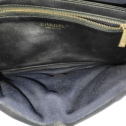 CHANEL VINTAGE PUFFY Black Lamb Leather Handbag with Gold Hardware 28 opening-(SKU)-954943772