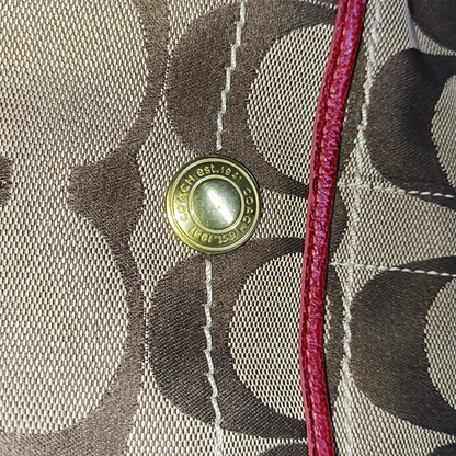 COACH Khaki canvas monogram crossbody bag, handbag Golden hardware-(SKU)-933082585