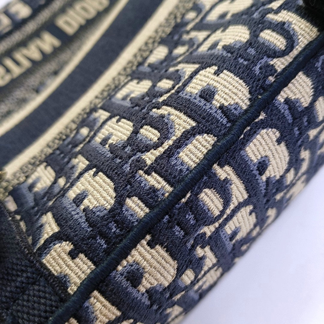 DIOR Diorcamp small size deep blue canvas with Monogram embossed pattern shoulder bag, crossbody bag, handbag with gold hardware and detachable strap-(SKU)-968753549