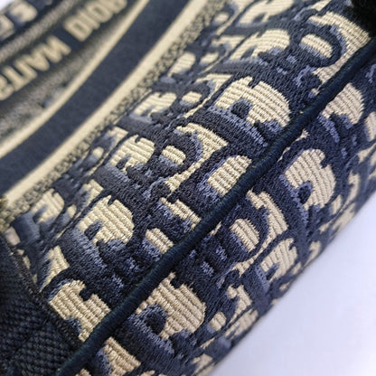 DIOR Diorcamp small size deep blue canvas with Monogram embossed pattern shoulder bag, crossbody bag, handbag with gold hardware and detachable strap-(SKU)-968753549