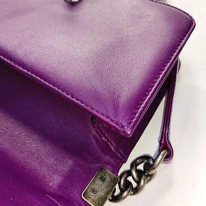 CHANEL BOY CHANEL Small Pink Pearl Fish Leather Quilted Diagonal Shoulder Bag with Detachable Strap-(SKU)-958631912