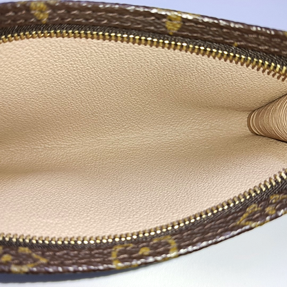 LOUIS VUITTON VOYAGE Brown Coated Canvas Monogram Cosmetic Bag Clutch Golden hardware-(SKU)-959441857
